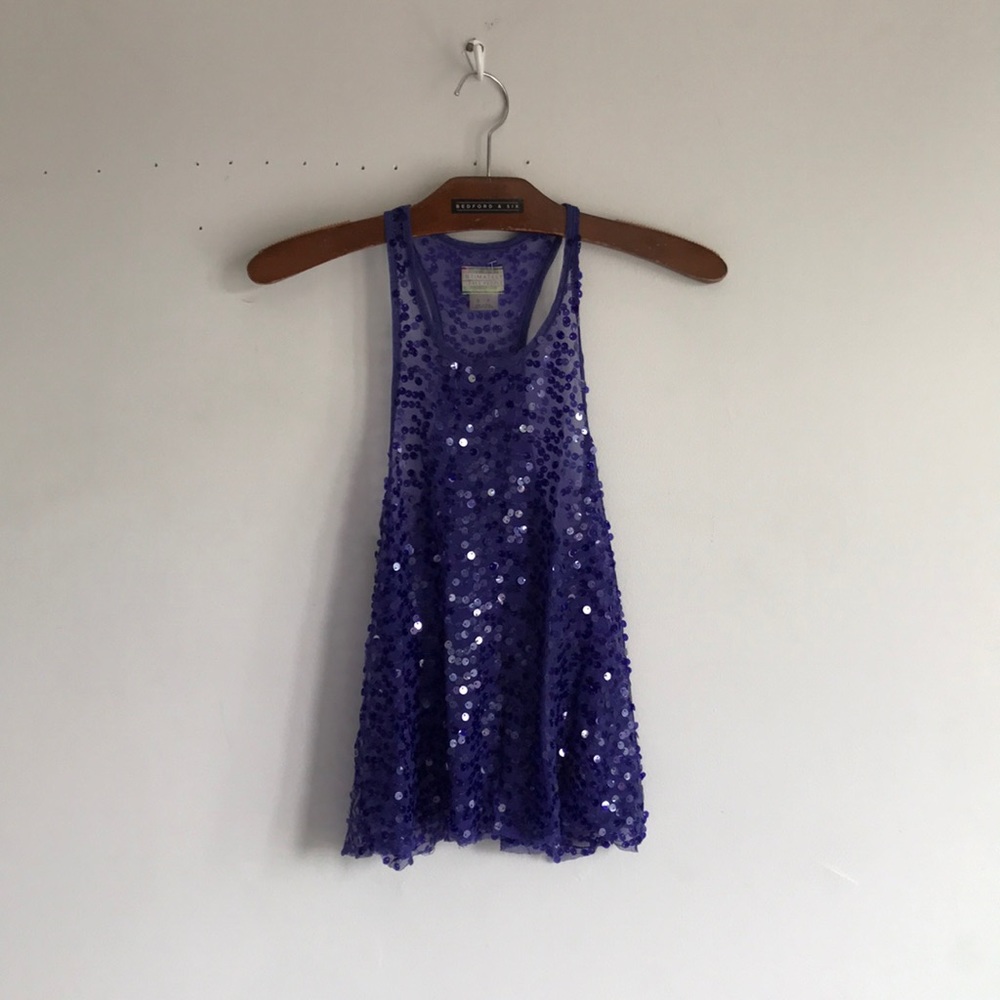 FREE PEOPLE INTIMATELY sheer purple tank sequins